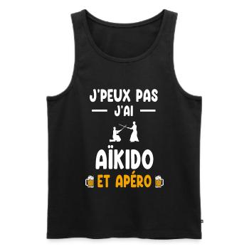aïkidoka je peux pas j'ai aïkido apéro - Débardeur bio Premium Homme - noir - Devant - Michal (187cm)