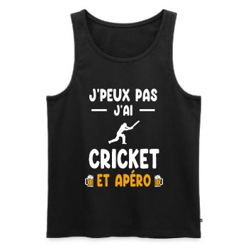 Schlagmann Ich kann nicht Cricket-Aperitif haben - Männer Premium Bio Tank Top - Schwarz - Vorne - AI Model Male 178 light (178cm)
