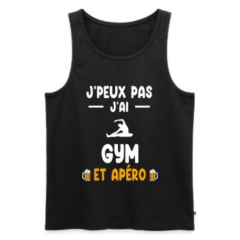 gymnaste je peux pas j'ai gym apéro - Débardeur bio Premium Homme - noir - Devant - AI Model Male 178 light (178cm)