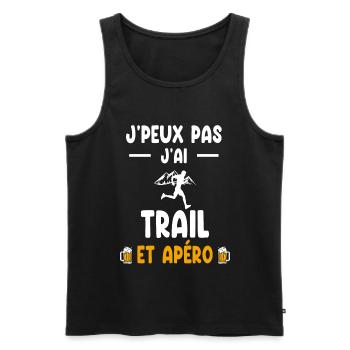traileur je peux pas j'ai trail apéro - Débardeur bio Premium Homme - noir - Devant - Michal (187cm)