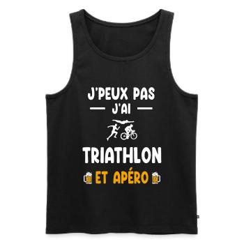 triathlète je peux pas j'ai triathlon apéro - Débardeur bio Premium Homme - noir - Devant - Michal (187cm)