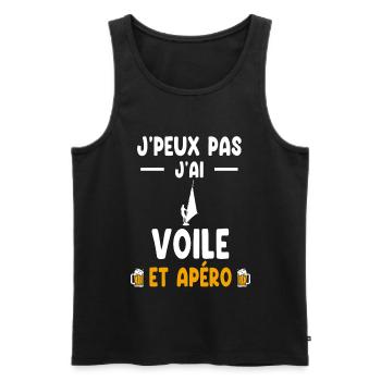 planchiste je peux pas j'ai voile apéro - Débardeur bio Premium Homme - noir - Devant - Michal (187cm)