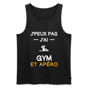 je peux pas j'ai gym apéro gymnaste - Débardeur bio Premium Homme - noir - Devant - AI Model Male 178 light (178cm)