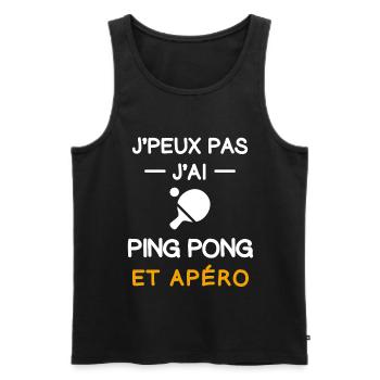 Ich kann nicht, ich habe Tischtennisschläger, Aperitif - Männer Premium Bio Tank Top - Schwarz - Vorne - AI Model Male 178 light (178cm)