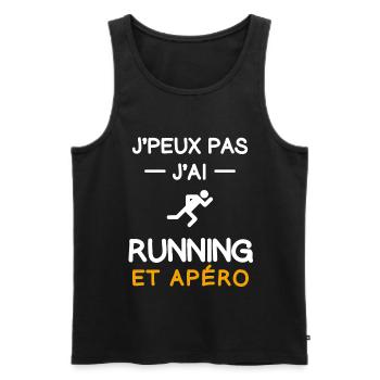 je peux pas j'ai running apéro coureur - Débardeur bio Premium Homme - noir - Devant - AI Model Male 178 light (178cm)