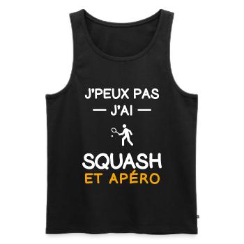 je peux pas j'ai squash apéro badiste - Débardeur bio Premium Homme - noir - Devant - AI Model Male 178 light (178cm)