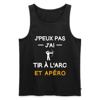je peux pas j'ai tir à l'arc apéro archer - Débardeur bio Premium Homme - noir - Devant - Michal (187cm)