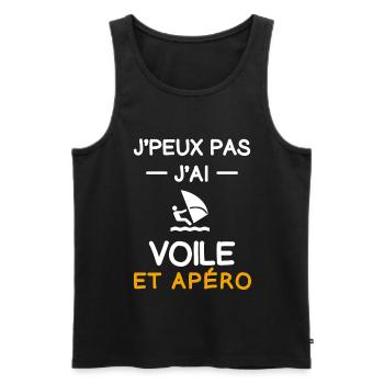 je peux pas j'ai voile apéro planchiste - Débardeur bio Premium Homme - noir - Devant - Michal (187cm)