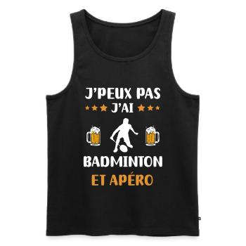 je peux pas j'ai badminton apéro humour cadeau - Débardeur bio Premium Homme - noir - Devant - Michal (187cm)