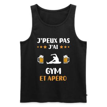 je peux pas j'ai gym apéro humour cadeau - Débardeur bio Premium Homme - noir - Devant - AI Model Male 178 light (178cm)