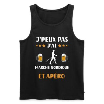 je peux pas j'ai marche nordique apéro humour - Débardeur bio Premium Homme - noir - Devant - Michal (187cm)