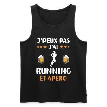 je peux pas j'ai running apéro humour cadeau - Débardeur bio Premium Homme - noir - Devant - AI Model Male 178 light (178cm)