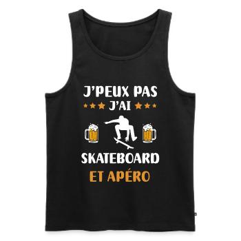 je peux pas j'ai skateboard apéro humour cadeau - Débardeur bio Premium Homme - noir - Devant - AI Model Male 178 light (178cm)