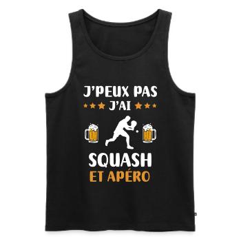 je peux pas j'ai squash apéro humour cadeau - Débardeur bio Premium Homme - noir - Devant - AI Model Male 178 light (178cm)