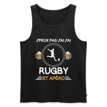 I can't I have rugby aperitif rugby player - Men's Premium Organic Tank Top - black - Front - Michal (187cm)