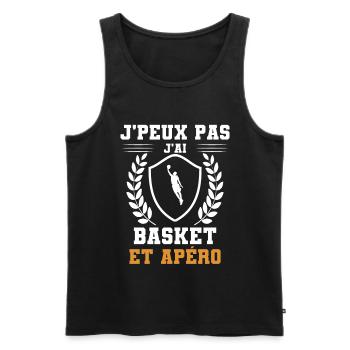 je peux pas j'ai basket et apéro humour - Débardeur bio Premium Homme - noir - Devant - Michal (187cm)