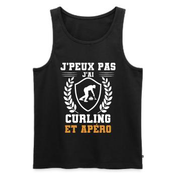 I can't I have curling and aperitif humor - Men's Premium Organic Tank Top - black - Front - AI Model Male 178 light (178cm)