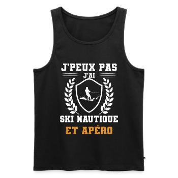 I can't I have water skiing and humorous aperitif - Men's Premium Organic Tank Top - black - Front - Michal (187cm)