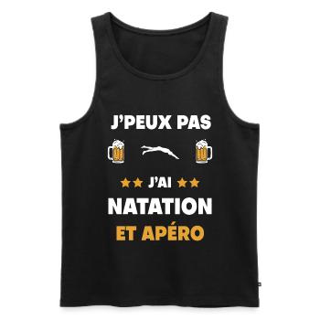 je peux pas j'ai natation apéro cadeau - Débardeur bio Premium Homme - noir - Devant - Michal (187cm)