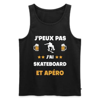 je peux pas j'ai skateboard apéro cadeau - Débardeur bio Premium Homme - noir - Devant - AI Model Male 178 light (178cm)