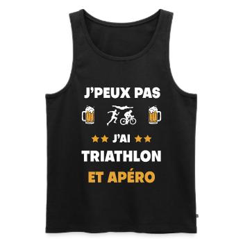 je peux pas j'ai triathlon apéro cadeau - Débardeur bio Premium Homme - noir - Devant - Michal (187cm)