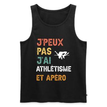je peux pas j'ai saut en hauteur et apéro vintage - Débardeur bio Premium Homme - noir - Devant - Michal (187cm)
