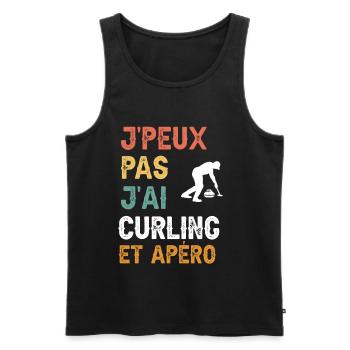 I can't I have curling and vintage aperitif - Men's Premium Organic Tank Top - black - Front - AI Model Male 178 light (178cm)