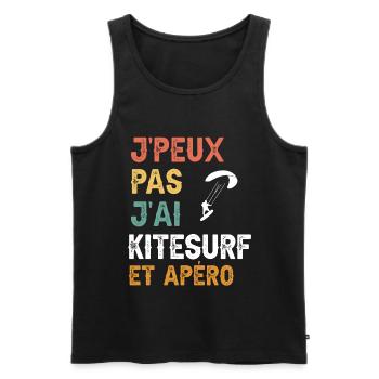 je peux pas j'ai Kitesurf et apéro vintage - Débardeur bio Premium Homme - noir - Devant - Michal (187cm)