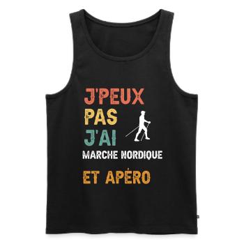 Ich kann kein Nordic Walking und Vintage-Aperitif - Männer Premium Bio Tank Top - Schwarz - Vorne - Michal (187cm)