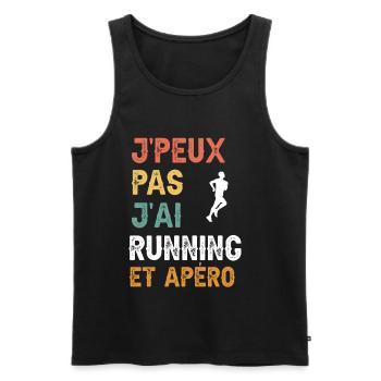 je peux pas j'ai running et apéro vintage - Débardeur bio Premium Homme - noir - Devant - AI Model Male 178 light (178cm)