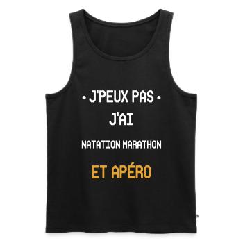 Ich kann nicht Marathonschwimmen und Aperitif - Männer Premium Bio Tank Top - Schwarz - Vorne - AI Model Male 178 light (178cm)