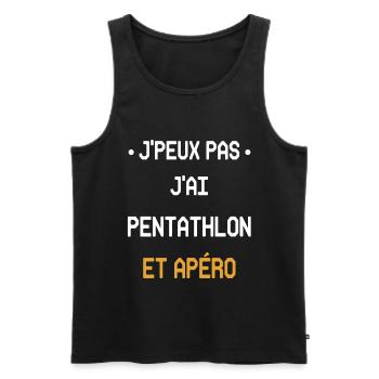 Ich kann nicht, ich habe Fünfkampf und Aperitif - Männer Premium Bio Tank Top - Schwarz - Vorne - AI Model Male 178 light (178cm)