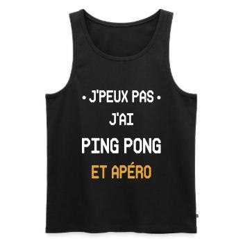 Ich kann nicht, ich kann Tischtennis und Aperitif haben - Männer Premium Bio Tank Top - Schwarz - Vorne - Michal (187cm)