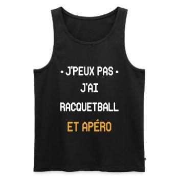 Ich kann nicht, ich habe Racquetball und Aperitif - Männer Premium Bio Tank Top - Schwarz - Vorne - AI Model Male 178 light (178cm)