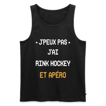 j'peux pas j'ai rink hockey et apéro - Débardeur bio Premium Homme - noir - Devant - AI Model Male 178 light (178cm)