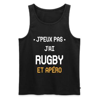 Ich kann nicht, ich habe Rugby und Aperitif - Männer Premium Bio Tank Top - Schwarz - Vorne - Michal (187cm)