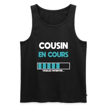 Current cousin future cousin gift cousin - Men's Premium Organic Tank Top - black - Front - AI Model Male 178 light (178cm)