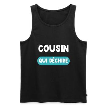 cousin qui déchire cadeau cousin cadeau cousin - Débardeur bio Premium Homme - noir - Devant - Michal (187cm)