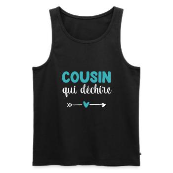 cousin qui déchire coeur cadeau cousin - Débardeur bio Premium Homme - noir - Devant - Michal (187cm)