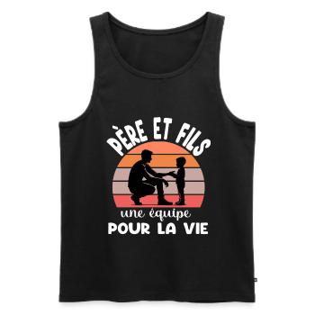 père et fils papa équipe vie duo fête des pères - Débardeur bio Premium Homme - noir - Devant - Michal (187cm)
