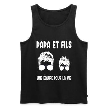 père et fils papa lunettes humour duo fête pères - Débardeur bio Premium Homme - noir - Devant - Michal (187cm)