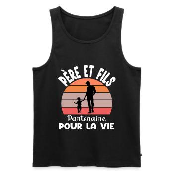 père et fils papa partenaire vie duo fête pères - Débardeur bio Premium Homme - noir - Devant - Michal (187cm)