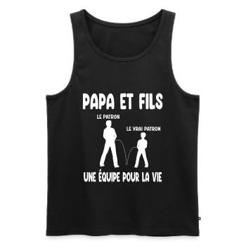 Vater und Sohn Papa Chef Humor Duo Vatertag - Männer Premium Bio Tank Top - Schwarz - Vorne - AI Model Male 178 light (178cm)