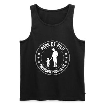 père et fils partenaire vie duo papa fête pères - Débardeur bio Premium Homme - noir - Devant - Michal (187cm)