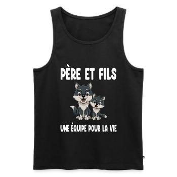 Father and Son Wolf Dad Duo Matching Father's Day - Men's Premium Organic Tank Top - black - Front - Michal (187cm)