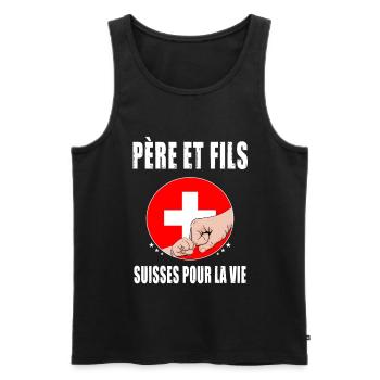 père et fils suisse papa - Débardeur bio Premium Homme - noir - Devant - Michal (187cm)