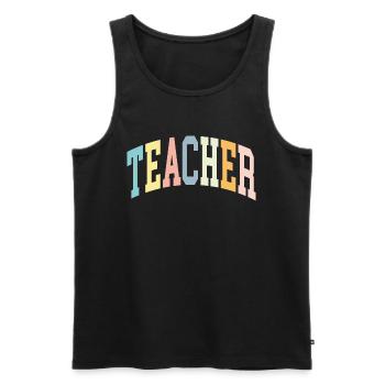 Teacher - Männer Premium Bio Tank Top - Schwarz - Vorne - Michal (187cm)