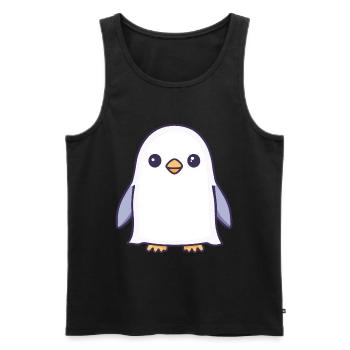 Pingouin Halloween Bande dessinée Fantôme - Débardeur bio Premium Homme - noir - Devant - Michal (187cm)