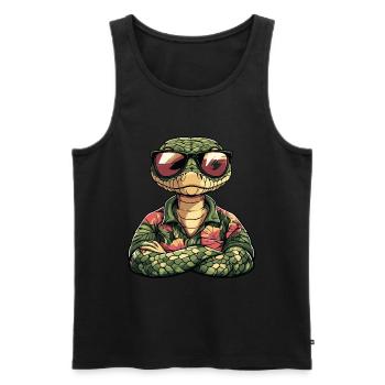 Serpent Cobra Bande Dessinée Drôle Été - Débardeur bio Premium Homme - noir - Devant - AI Model Male 178 light (178cm)