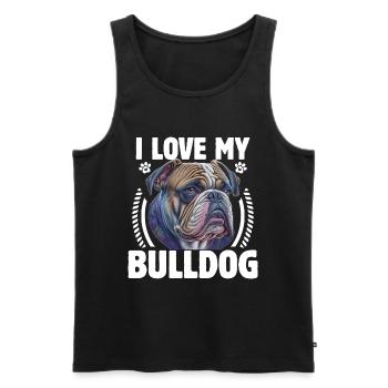 Ich Liebe meine Englische Bulldogge - Männer Premium Bio Tank Top - Schwarz - Vorne - Michal (187cm)